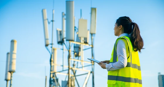 Engineer working at a telecommunications tower