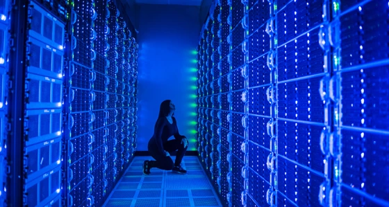 Woman in a data centre