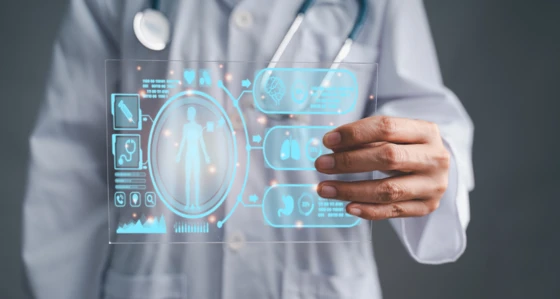 Doctor looking at a hologram