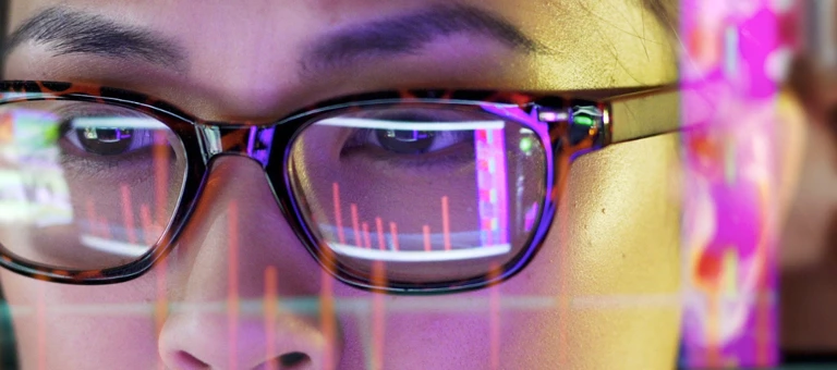Woman looking at a screen