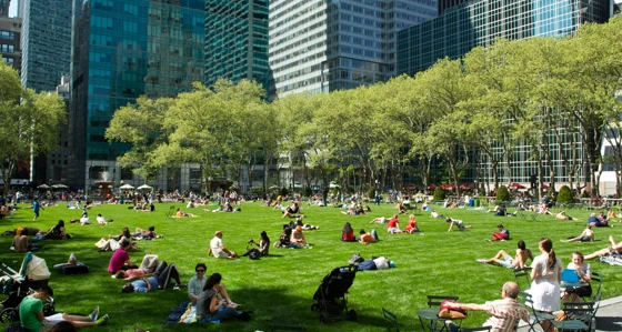 People enjoying the sunshine in New York