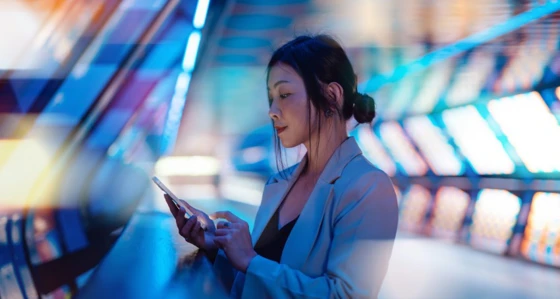 Woman looking at her phone