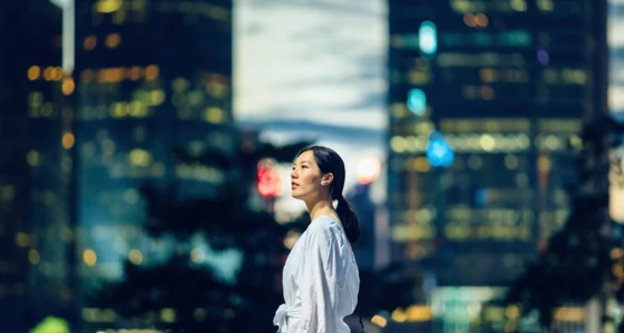 Woman in city