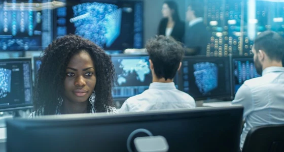 Women reviewing data on a screen